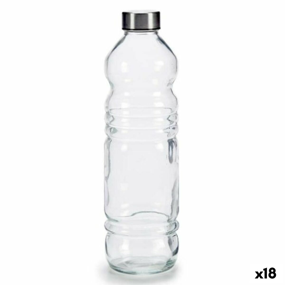 Glass Bottle Vivalto Transparent Silver Metal Glass 1,1 L 8 x 31 x 8 cm (18 Units)